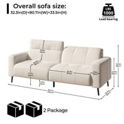 81" Oversized Loveseat Deep Spring Cushion Sofas, Beige Chenille