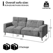 81" 3-Seat Deep Spring Cushion Sofas, Dark Grey Chenille
