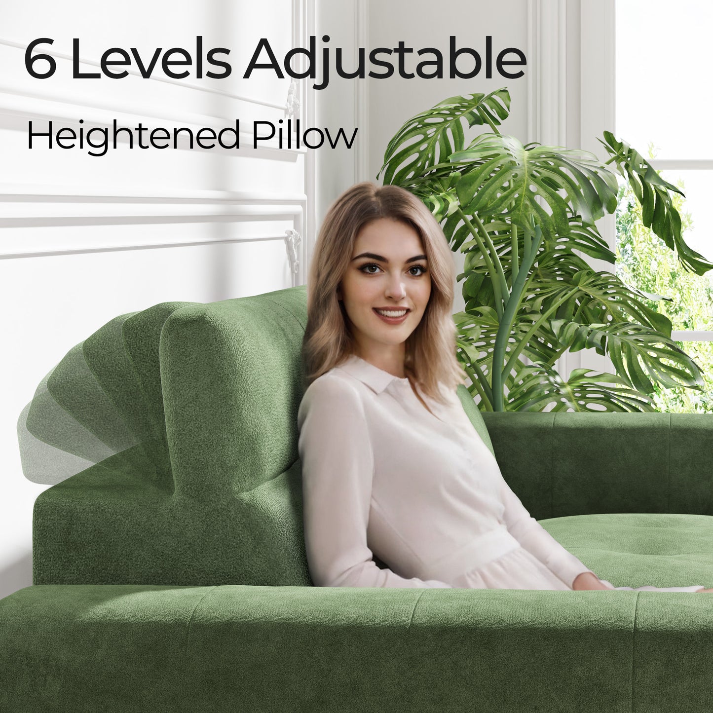 81" Oversized Loveseat Spring Cushion Sofas, Green Chenille
