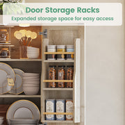 Kitchen Pantry Cabinet with LED Lights, 6 Barn Doors, 39.4" W x 71.3" H, Large Storage Cabinet with 12 Shelves, Freestanding Cupboard with Door Storage Rack for Dining Room, Rustic Maple
