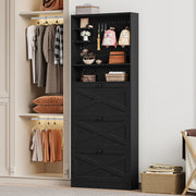 Shoe Cabinet Storage with 3 Flip Drawers and Pegboard Rack,Black