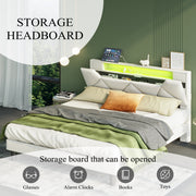LED Lights Upholstered Platform Bed
