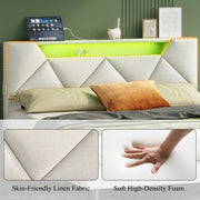 LED Lights Upholstered Platform Bed