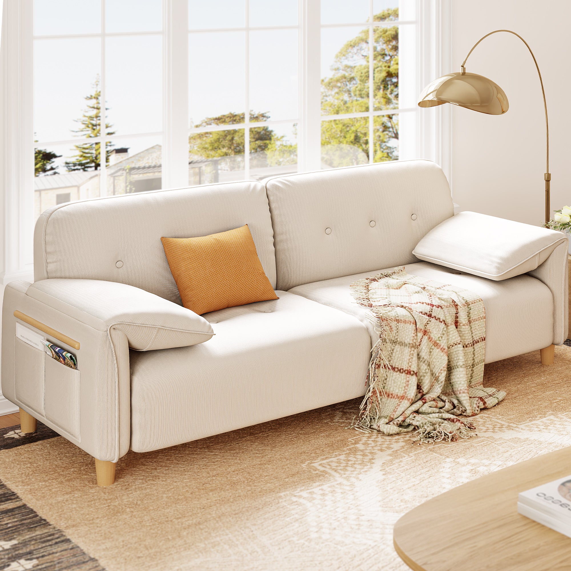 79" 2-Seater Modern Couch, Apartment Lounge,Beige