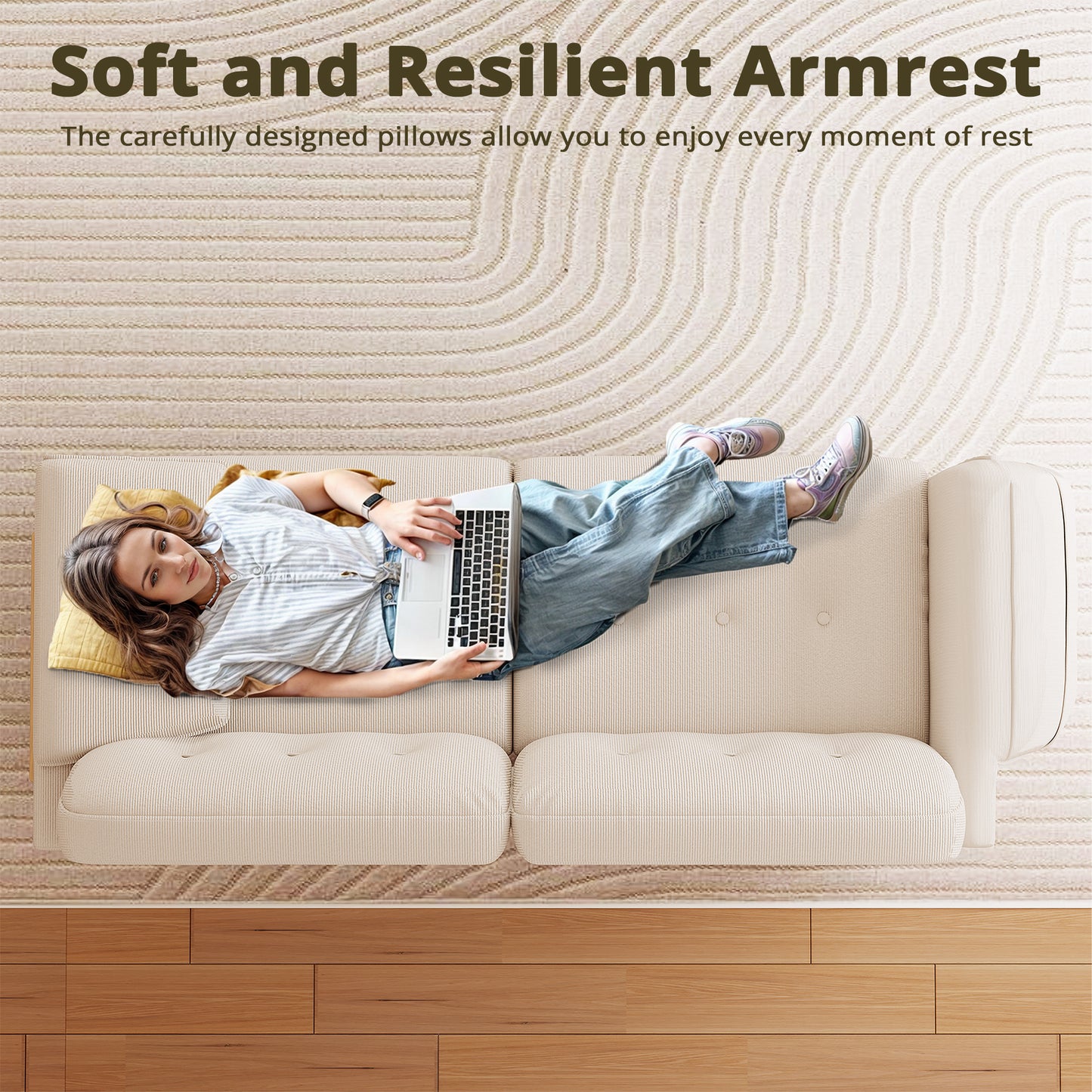 79" 2-Seater Modern Couch, Apartment Lounge,Beige