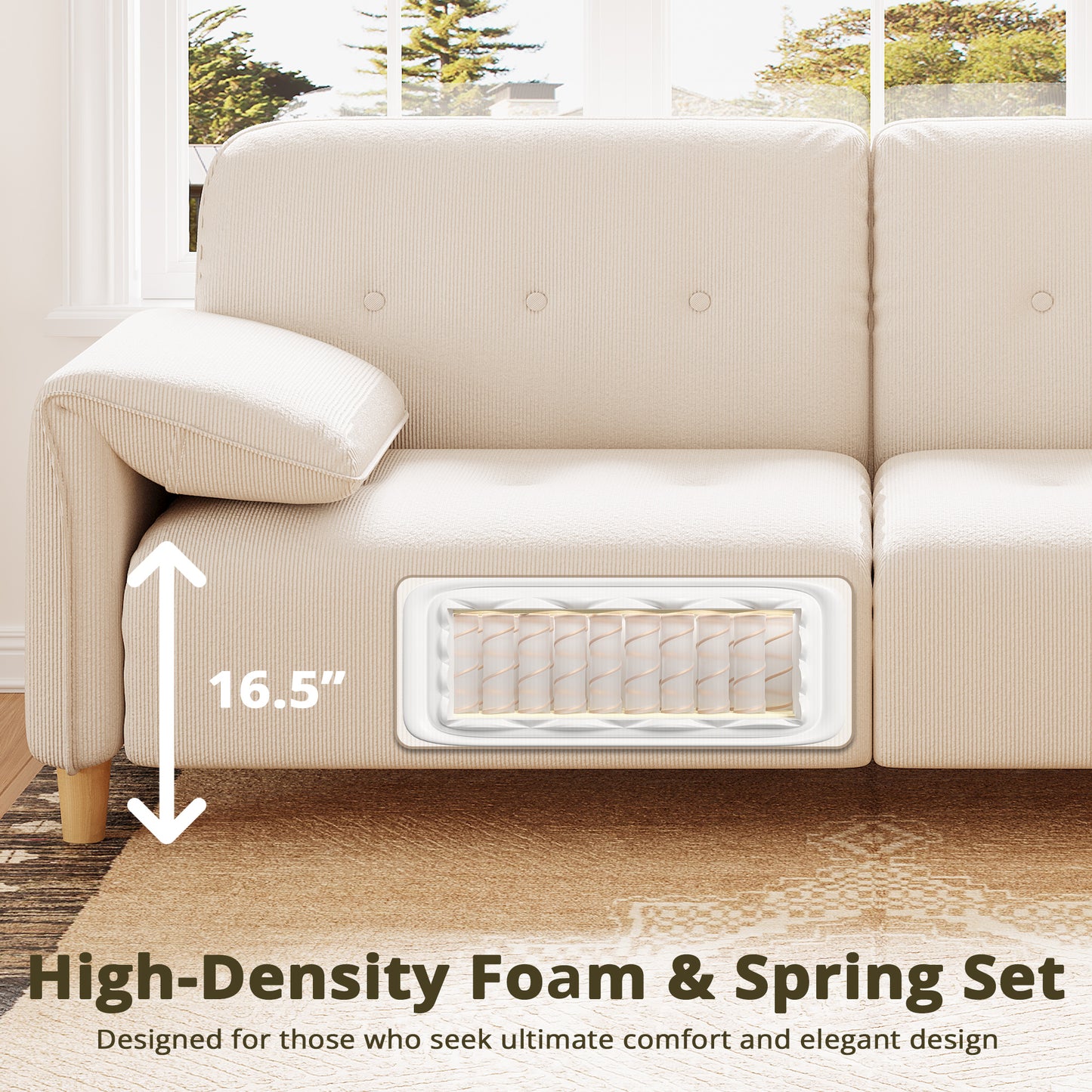 79" 2-Seater Modern Couch, Apartment Lounge,Beige