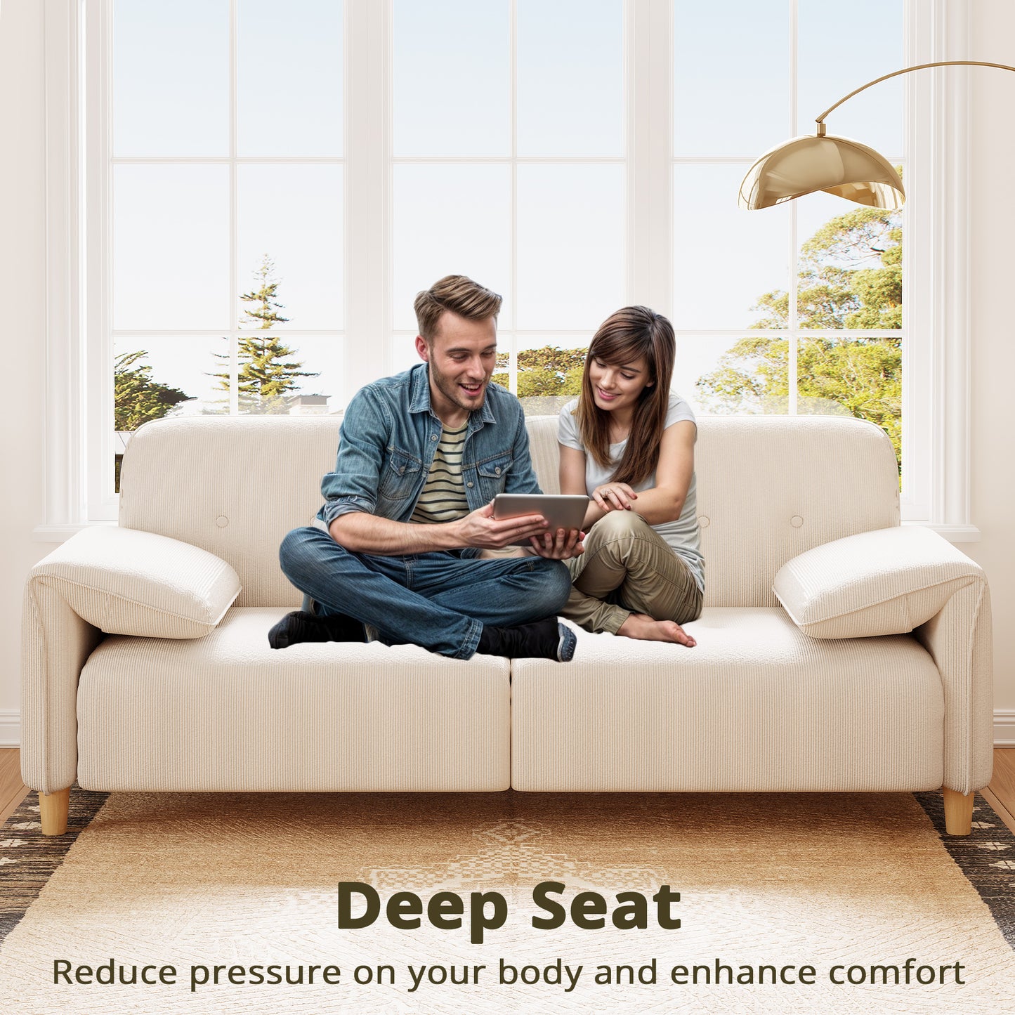 79" 2-Seater Modern Couch, Apartment Lounge,Beige