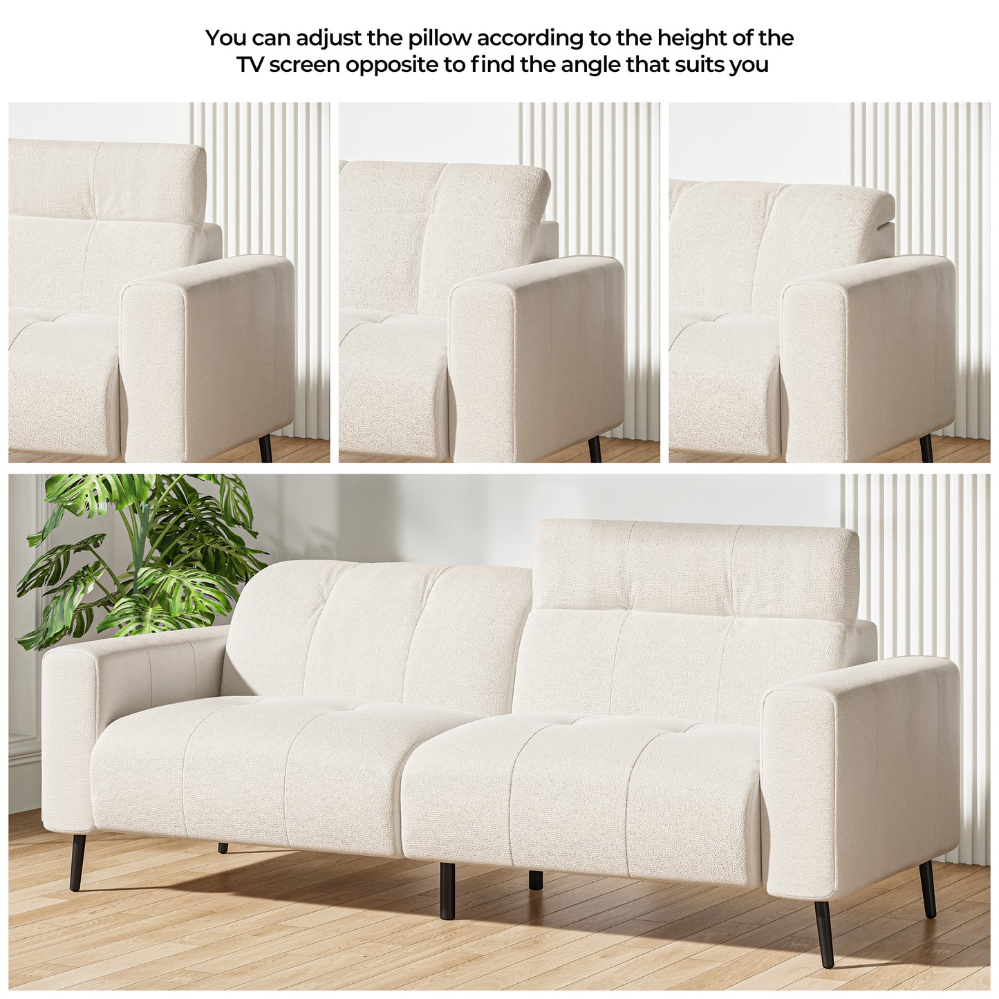 81" Oversized Loveseat Deep Spring Cushion Sofas, Beige Chenille