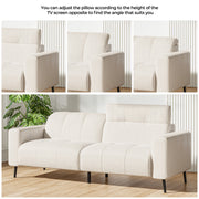 81" Oversized Loveseat Deep Spring Cushion Sofas, Beige Chenille