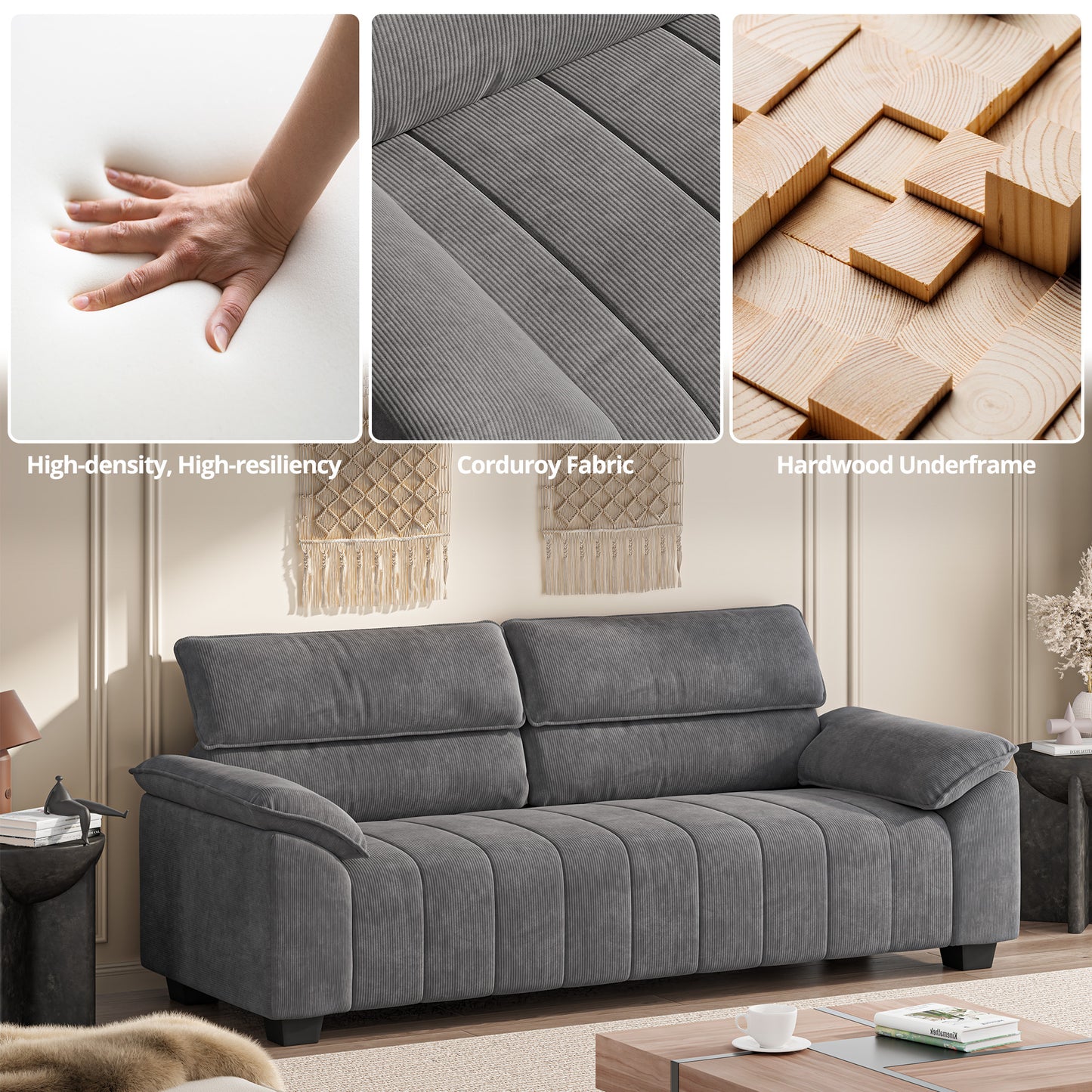 82.7" Sofa, Comfy Sofa Couch with Deep Seats,Grey