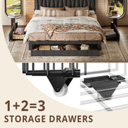 Twin Bed Frame with 3 Drawers, Grey