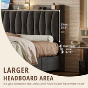 Twin Bed Frame with 3 Drawers, Grey