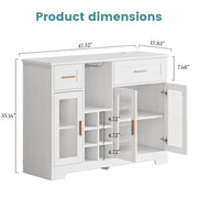 Sideboard Buffet Cabinet with Storage Buffet Table Wine Racks Glass Doors Built-in Power