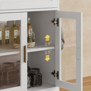 Sideboard Buffet Cabinet with Storage Buffet Table Wine Racks Glass Doors Built-in Power