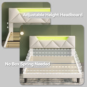 LED Lights Upholstered Platform Bed