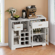 Sideboard Buffet Cabinet with Storage Buffet Table Wine Racks Glass Doors Built-in Power