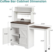 Coffee Bars Farmhouse Cabinet with Hutch