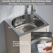 ANCTOR 24 Inch Laundry Sink with Cabine