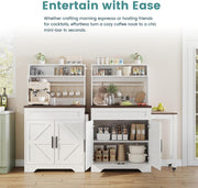 Coffee Bars Farmhouse Cabinet with Hutch