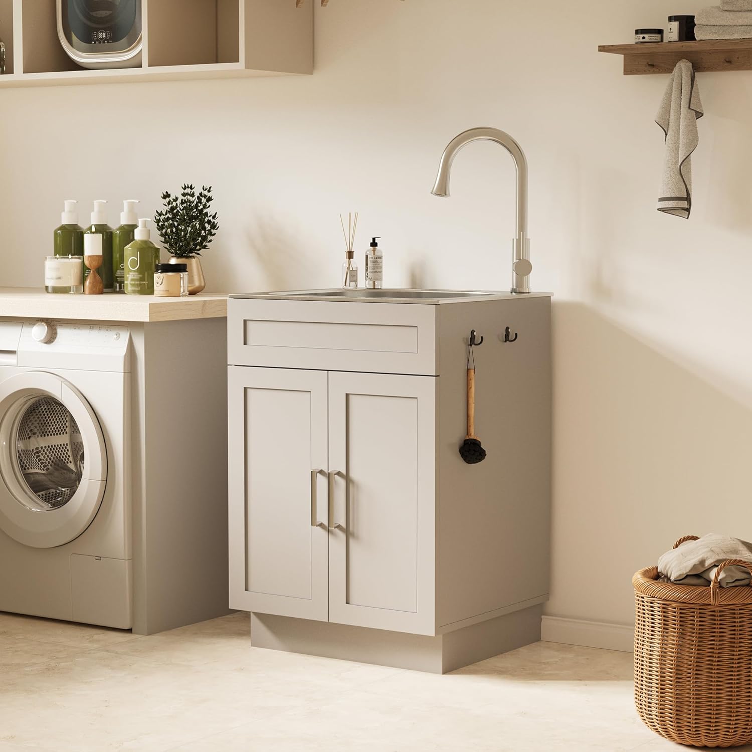 ANCTOR 24 Inch Laundry Sink with Cabine