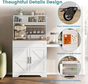 Coffee Bars Farmhouse Cabinet with Hutch