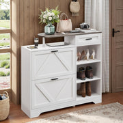 Shoe Cabinet with 2 Flip Drawers, 47.2" Long Large Shoe Entryway Cabinet