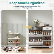 Shoe Cabinet with 2 Flip Drawers, 47.2" Long Large Shoe Entryway Cabinet