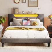 LED Lights Upholstered Platform Bed