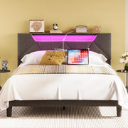 LED Lights Upholstered Platform Bed