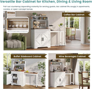 Coffee Bars Farmhouse Cabinet with Hutch