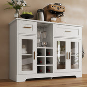Sideboard Buffet Cabinet with Storage Buffet Table Wine Racks Glass Doors Built-in Power