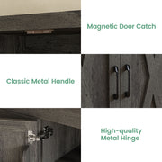 Kitchen Pantry Cabinet with LED Lights, 6 Barn Doors, 39.4" W x 71.3" H, Large Storage Cabinet with 12 Shelves, Freestanding Cupboard with Door Storage Rack for Dining Room, Charcoal Grey