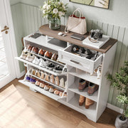 Shoe Cabinet with 2 Flip Drawers, 47.2" Long Large Shoe Entryway Cabinet