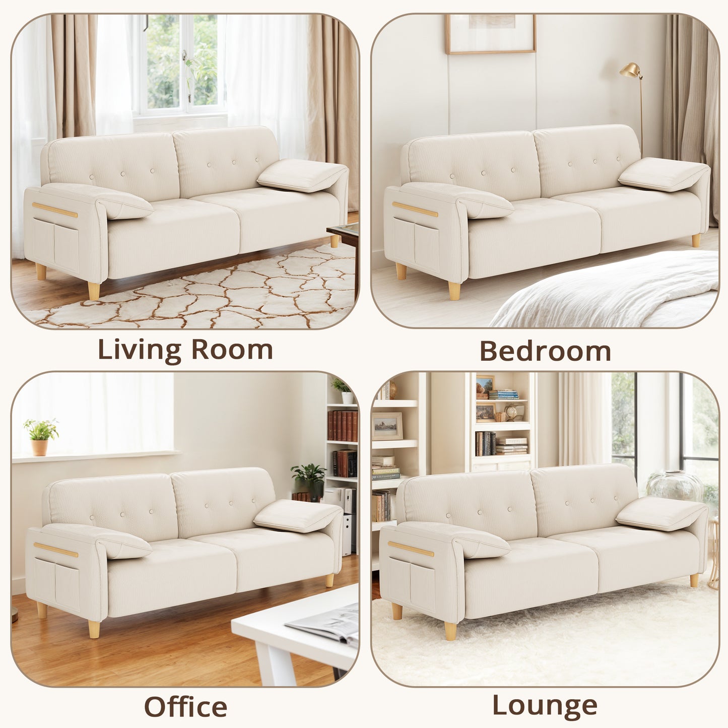 79" 2-Seater Modern Couch, Apartment Lounge,Beige