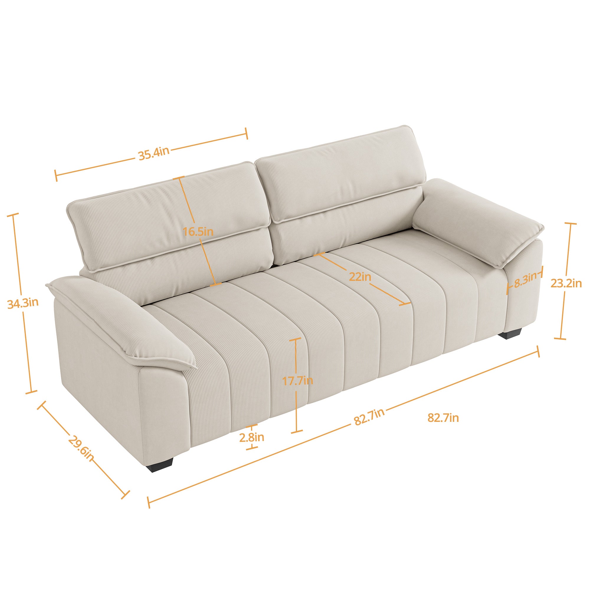 82.7" Sofa, Comfy Sofa Couch with Deep Seats,Beige