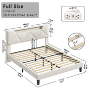 LED Lights Upholstered Platform Bed