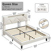 LED Lights Upholstered Platform Bed