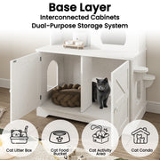 Multifunctional Cat Cabinet Cat Litter Box (35.5”H, White)
