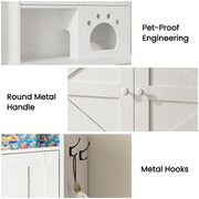 Multifunctional Cat Cabinet Cat Litter Box (35.5”H, White)