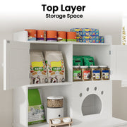 Multifunctional Cat Cabinet Cat Litter Box (35.5”H, White)