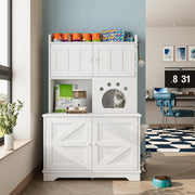 Multifunctional Cat Cabinet Cat Litter Box (35.5”H, White)