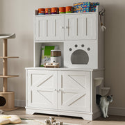 Multifunctional Cat Cabinet Cat Litter Box (35.5”H, White)
