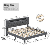 LED Lights Upholstered Platform Bed