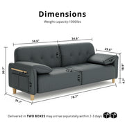 79" 2-Seater Modern Couch, Apartment Lounge,Dark Grey