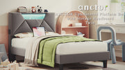 LED Lights Upholstered Platform Bed