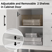 Bathroom Vanity 30 Inches with Sink and 4 Drawers and 1 Door Cabinet and 3 Extra Side Shelves,White