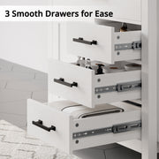 Bathroom Vanity 30 Inches with Sink and 4 Drawers and 1 Door Cabinet and 3 Extra Side Shelves,White