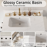 Bathroom Vanity 30 Inches with Sink and 4 Drawers and 1 Door Cabinet and 3 Extra Side Shelves,White