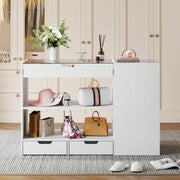 Bedroom Island, 47.4”W Wardrobe Closet Armoire Island with 8 Drawers Glass Top, Jewelry Center Island for Walk in Closet, Dresser for Bedroom Cloakroom Store, White