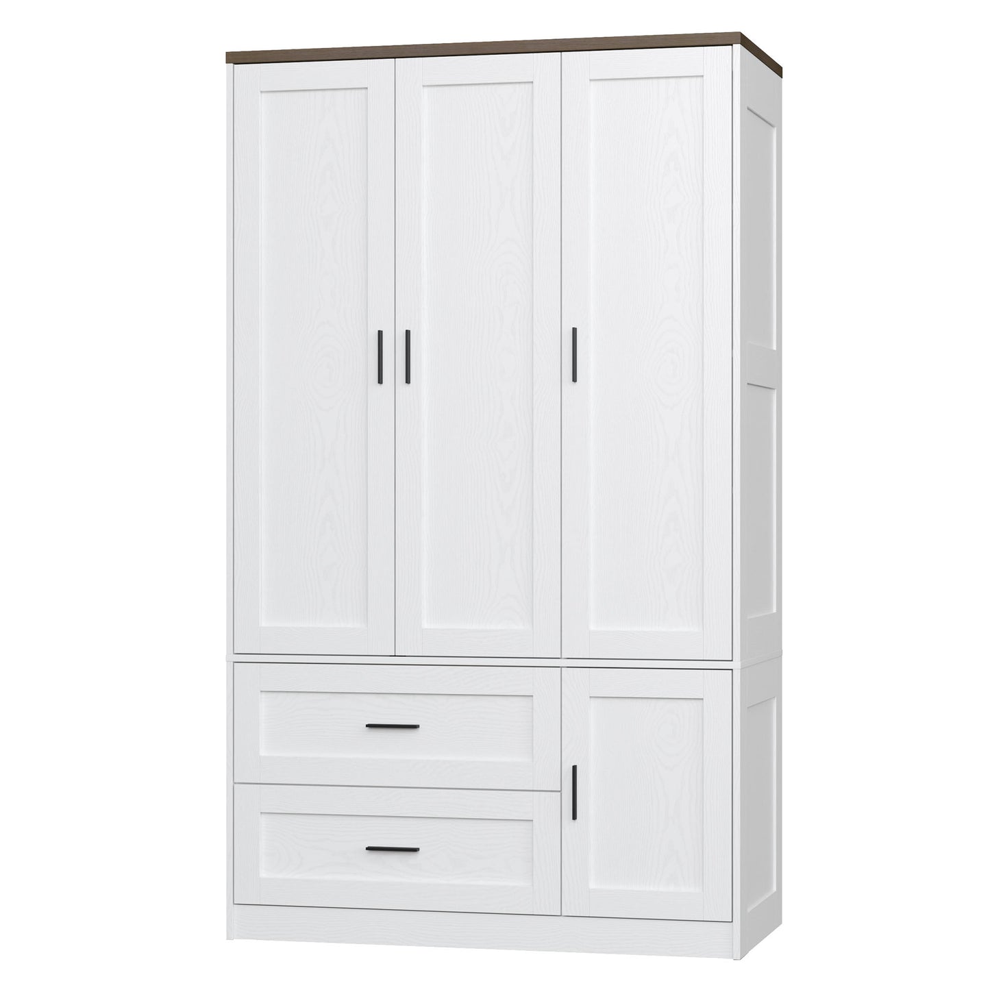 Freestanding Wardrobe Closet 70.6" H, Tall Armoire Wardrobe Closet 3 Doors with Hanging Rod, Drawers, Adjustable Cube Shelves and a Closed Cabinet Organizer Modern Bedroom Clothes Cabinet